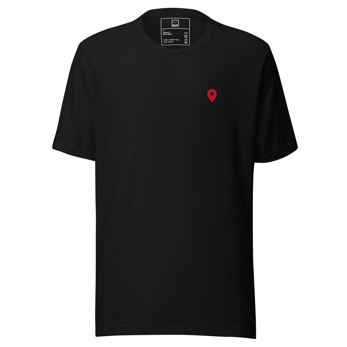 Minimalist hiking T-shirt with mountain outline and “Not Much Further – Still Lost” text on back
Black