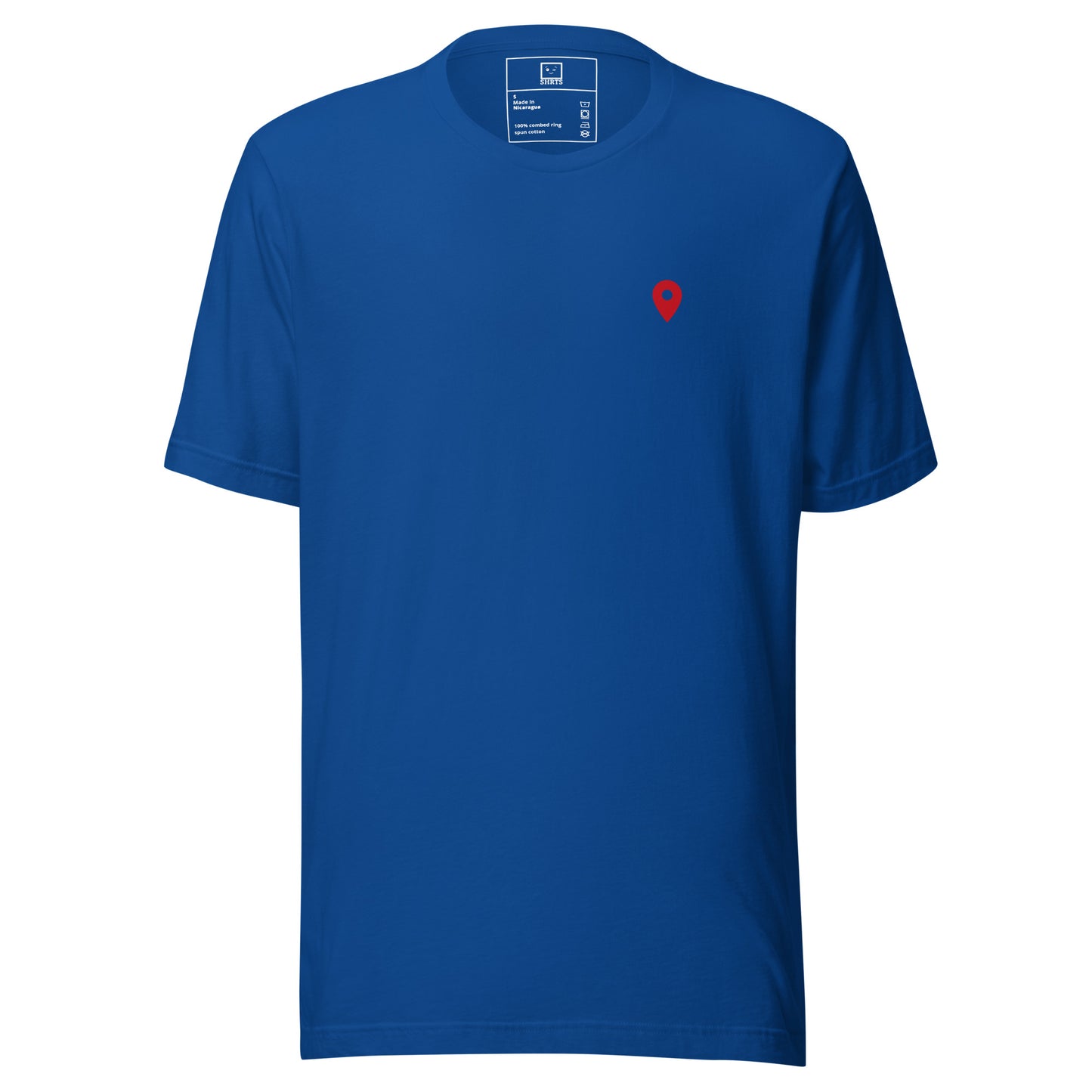 Minimalist hiking T-shirt with mountain outline and “Not Much Further – Still Lost” text on back
Navy